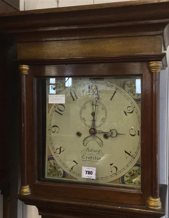 8 day oak long case clock(-)